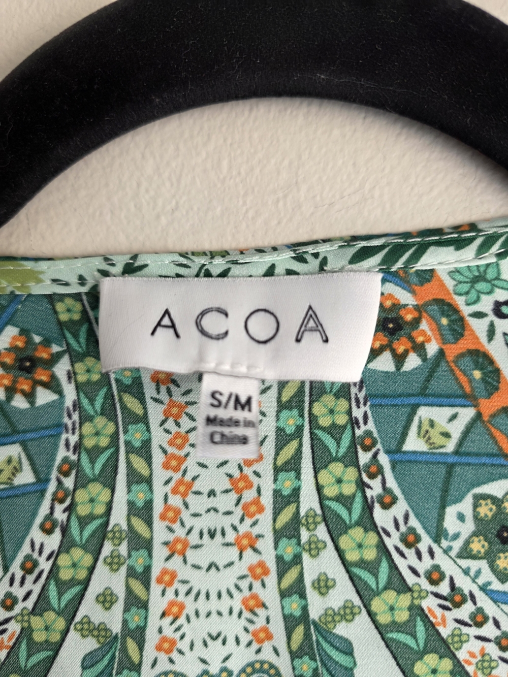 ACOA Boho Paisley Floral Satin Longline Kimono Duster Green Multi S/M - Picture 4 of 11